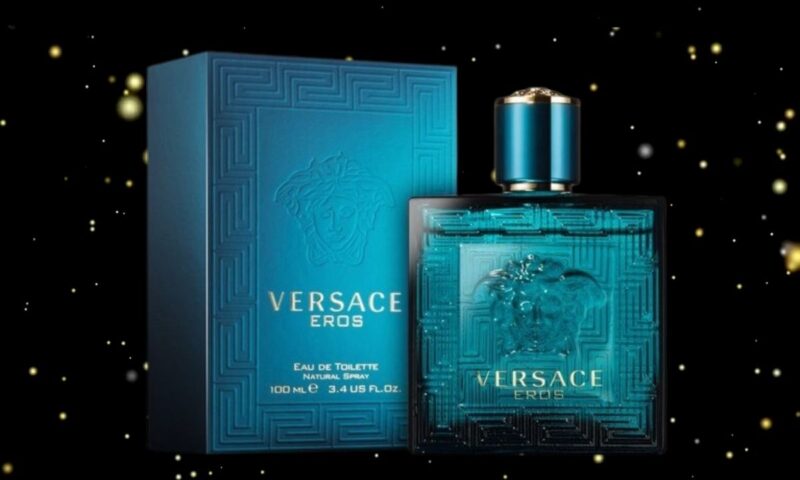 Versace Eros na crnoj pozadini sa šljokicama